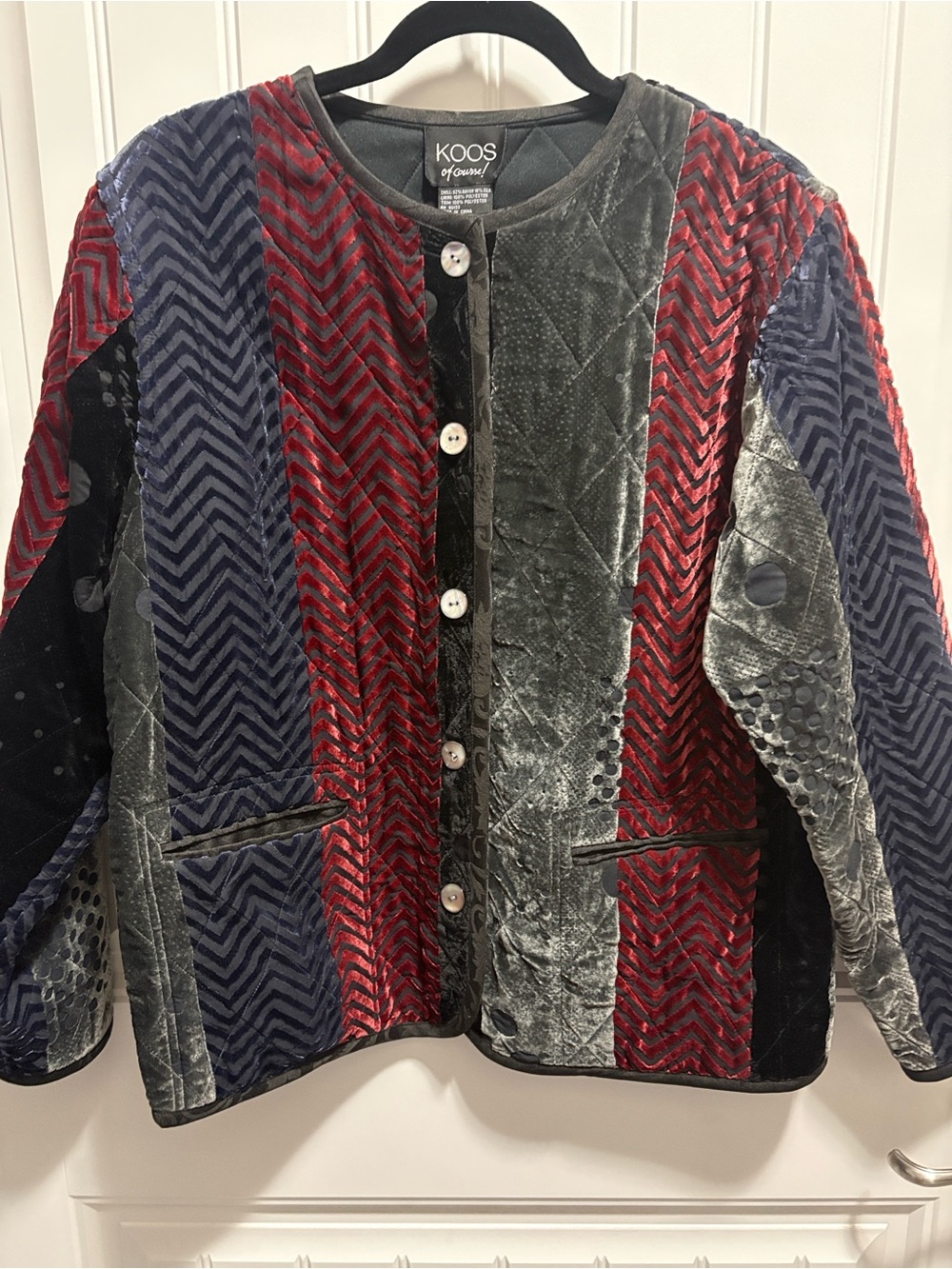KOOS of Course Koos Van Den Akker Silk Velvet Patchwork Jacket M